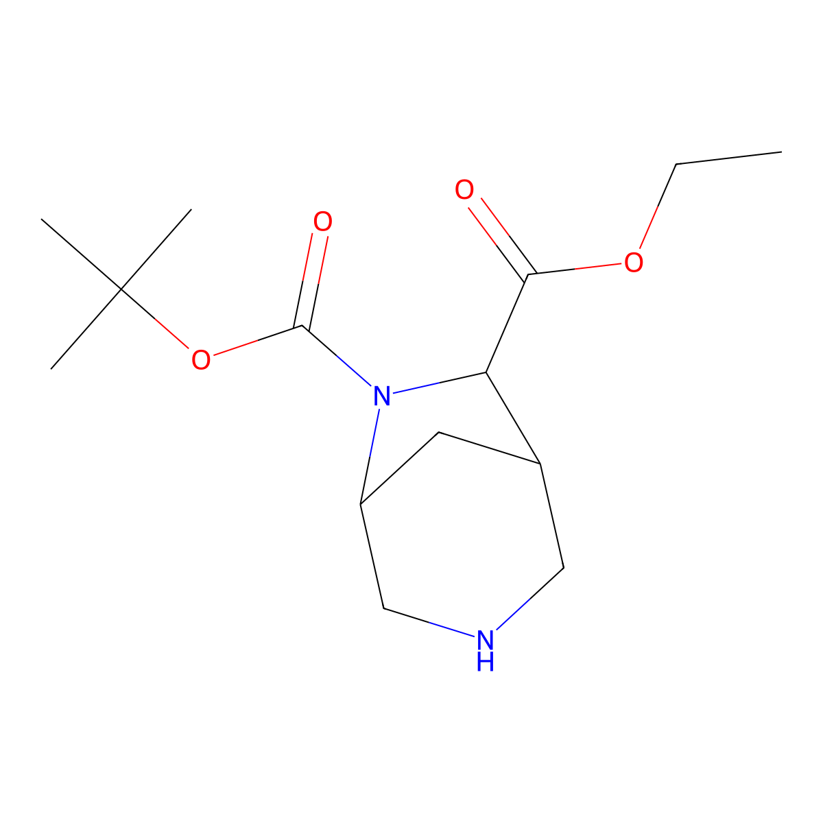 6-Tert-butyl 7-ethyl 3,6-diazabicyclo[3.2.1]octane-6,7-dicarboxylate molecular structure, CAS 1427354-42-4