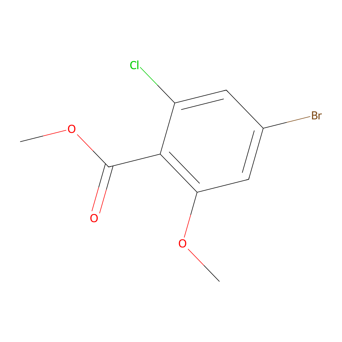 Methyl 4-bromo-2-chloro-6-methoxybenzoate molecular structure, CAS 1427354-96-8