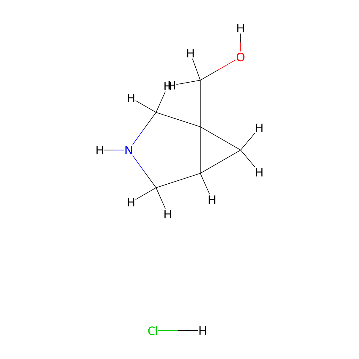 3-Azabicyclo[3.1.0]hexan-1-ylmethanol hydrochloride molecular structure, CAS 1427356-35-1