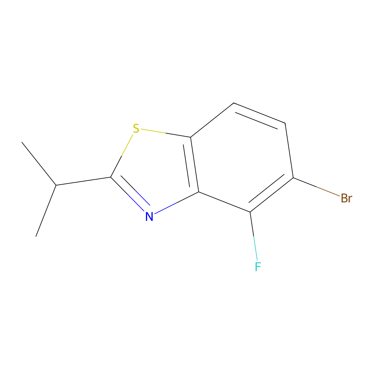 5-Bromo-4-fluoro-2-(propan-2-yl)-1,3-benzothiazole molecular structure, CAS 1427357-56-9