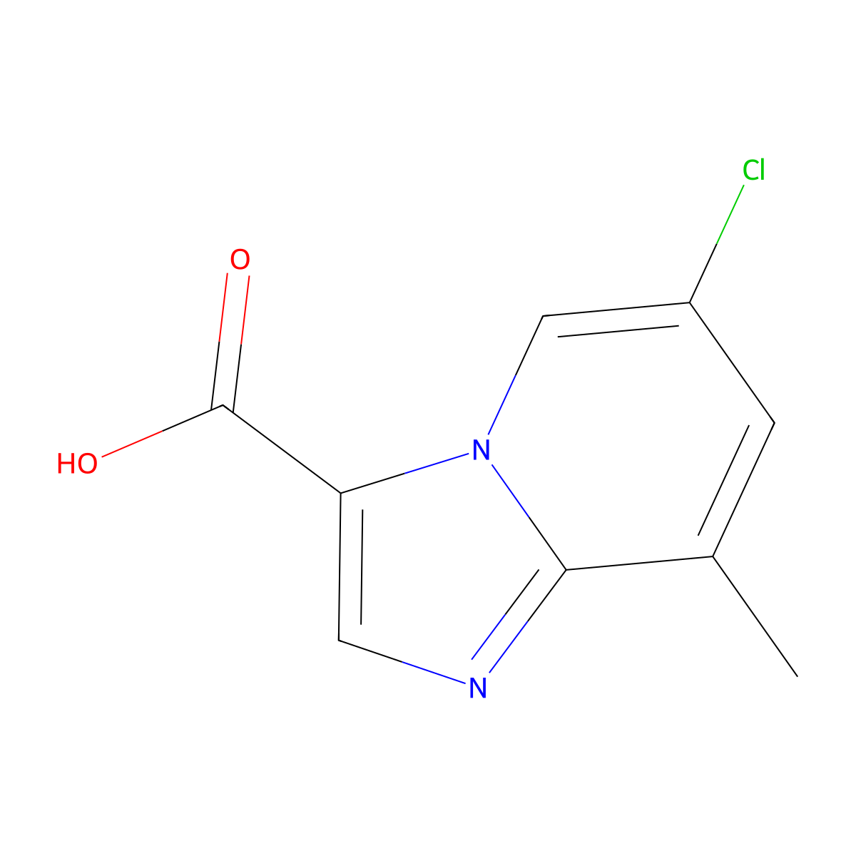 6-Chloro-8-methylimidazo[1,2-a]pyridine-3-carboxylic acid molecular structure, CAS 1427358-48-2
