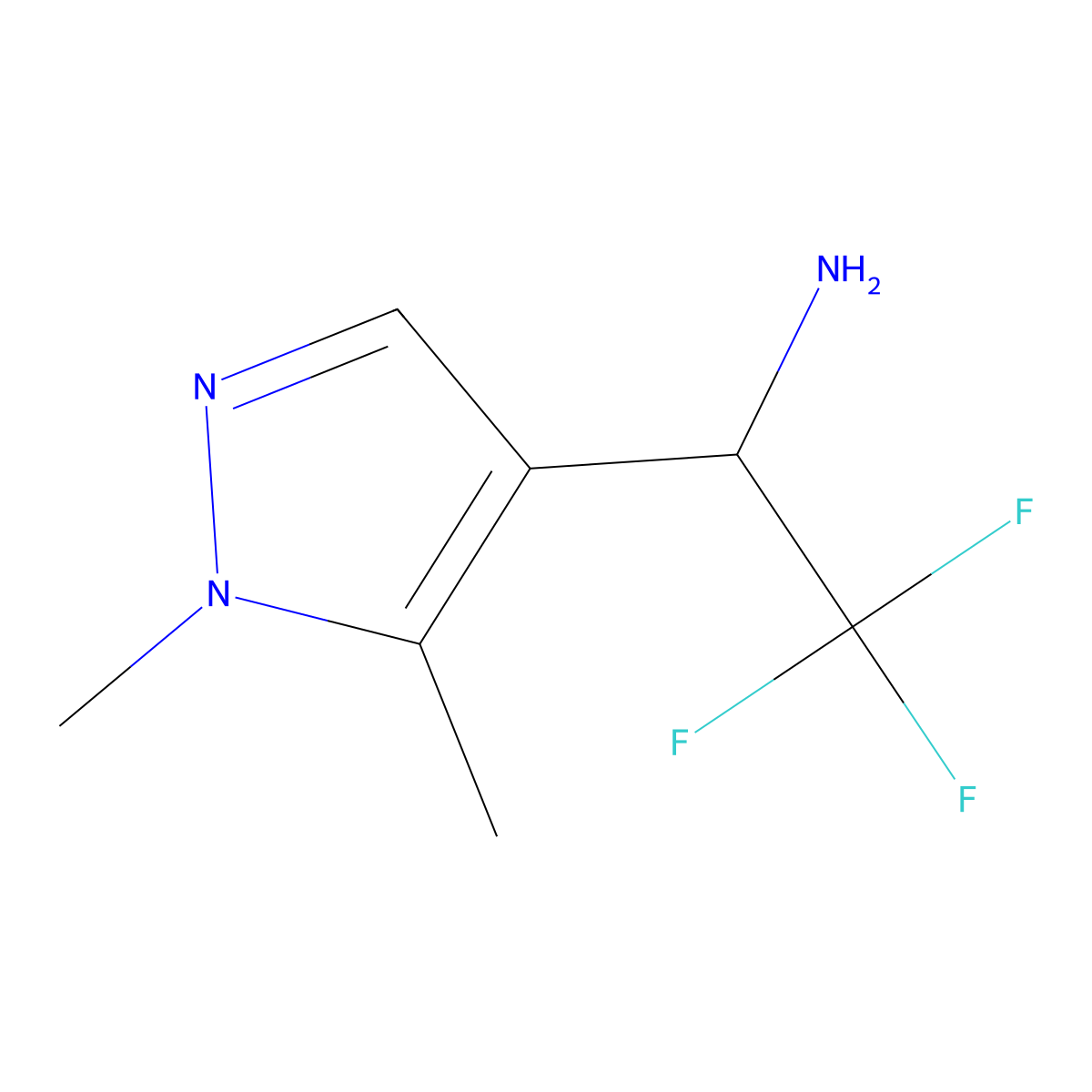1-(1,5-dimethyl-1H-pyrazol-4-yl)-2,2,2-trifluoroethan-1-amine molecular structure, CAS 1427358-58-4