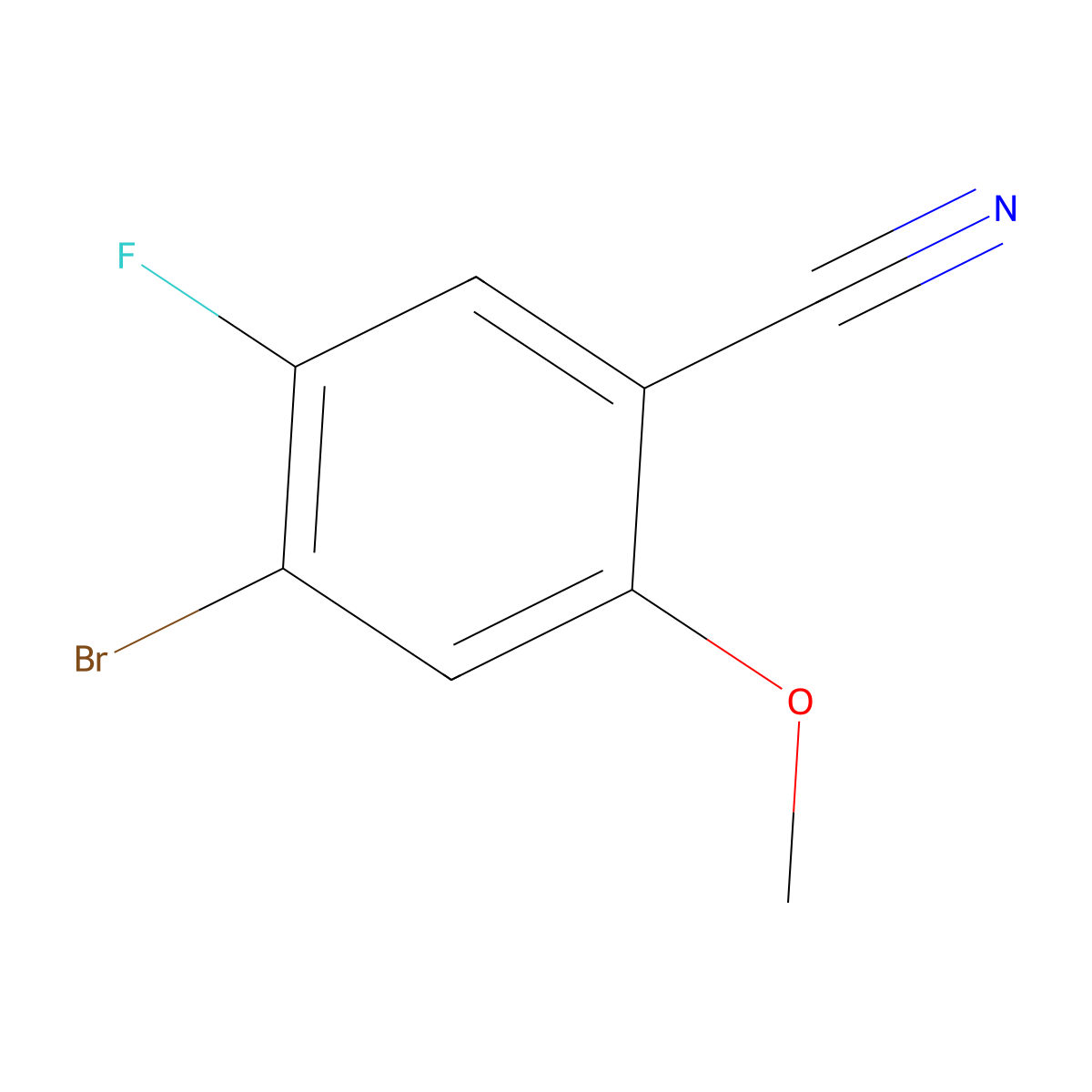 4-Bromo-5-fluoro-2-methoxybenzonitrile molecular structure, CAS 1427360-03-9