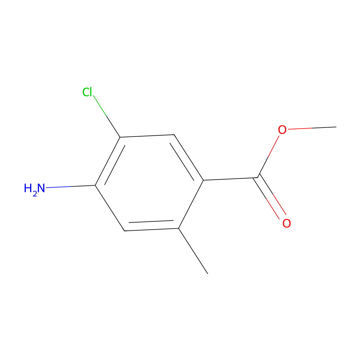 Methyl 4-amino-5-chloro-2-methylbenzoate molecular structure, CAS 1427361-27-0