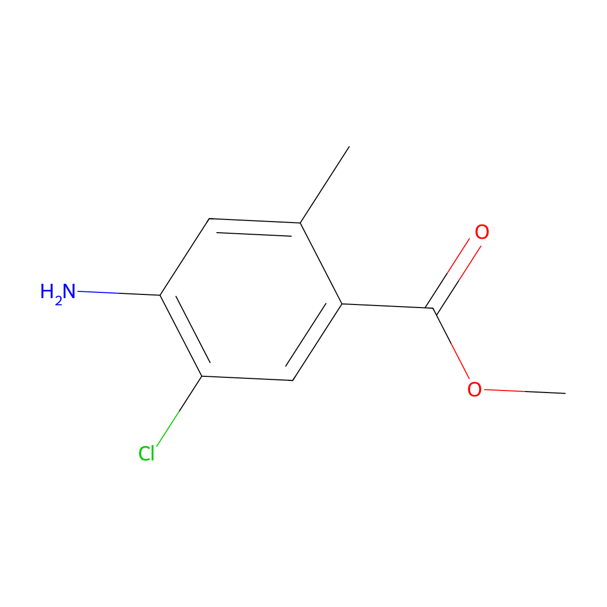 Methyl 4-amino-5-chloro-2-methylbenzoate molecular structure, CAS 1427361-27-0