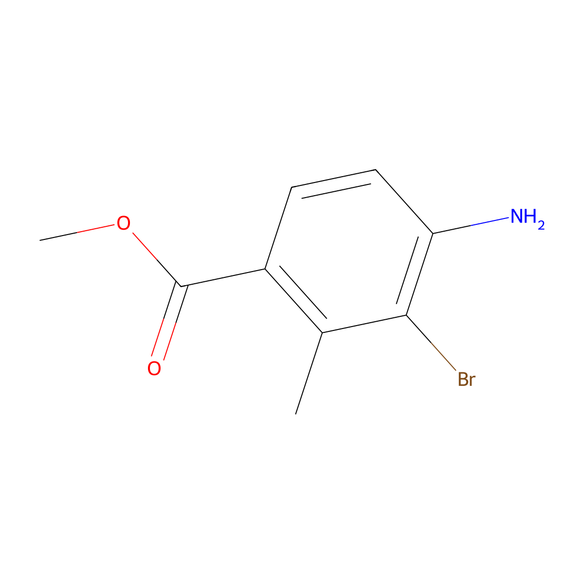 Methyl 4-amino-3-bromo-2-methylbenzoate molecular structure, CAS 1427361-33-8