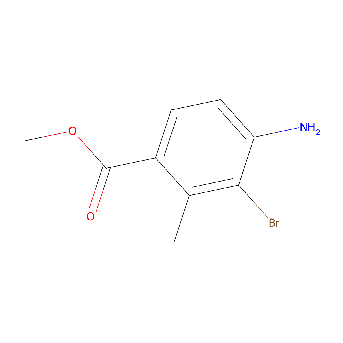 Methyl 4-amino-3-bromo-2-methylbenzoate molecular structure, CAS 1427361-33-8