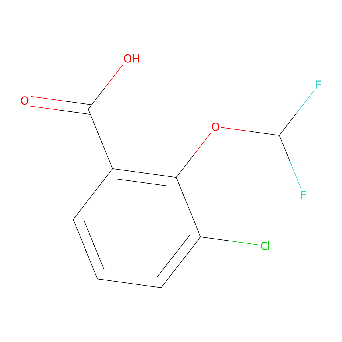 3-Chloro-2-(difluoromethoxy)benzoic acid molecular structure, CAS 1427364-59-7