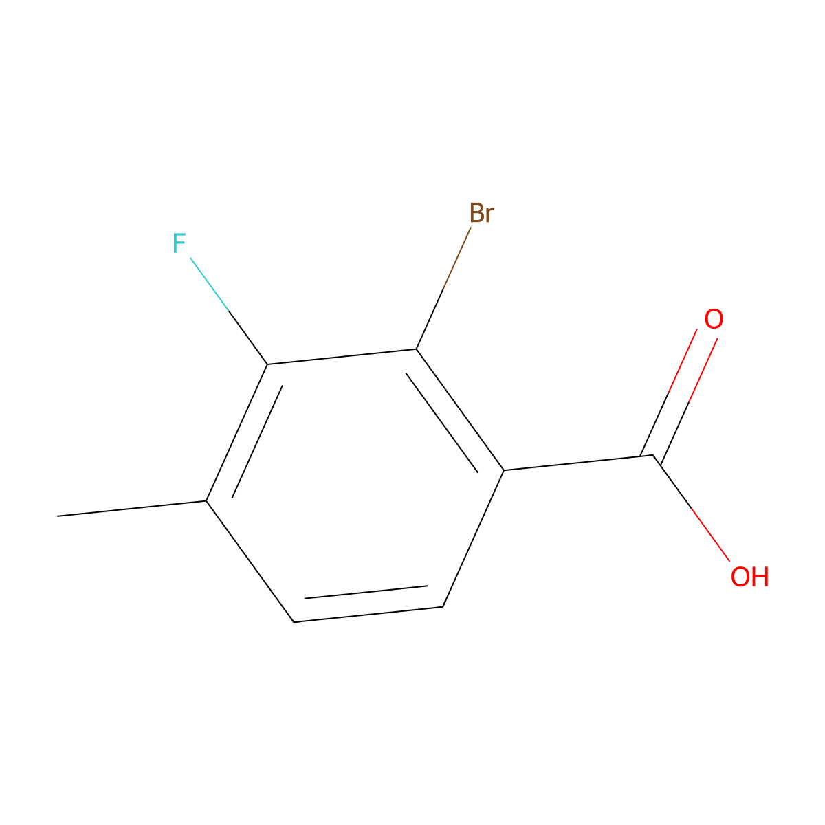 2-Bromo-3-fluoro-4-methylbenzoic acid molecular structure, CAS 1427365-64-7