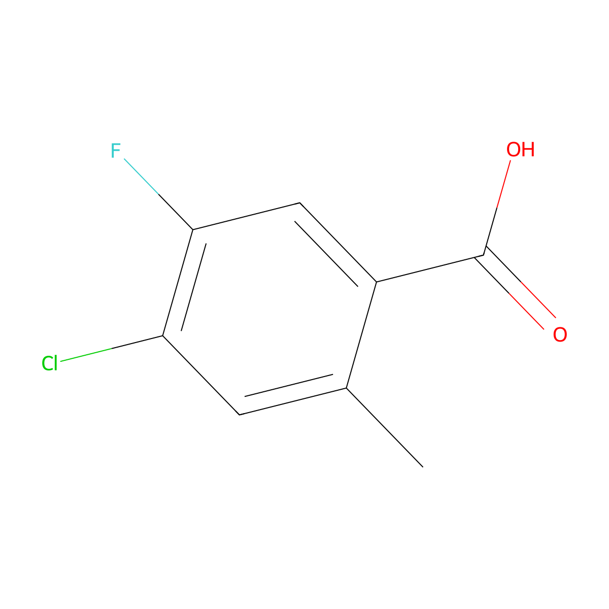 4-Chloro-5-fluoro-2-methylbenzoic acid molecular structure, CAS 1427365-67-0