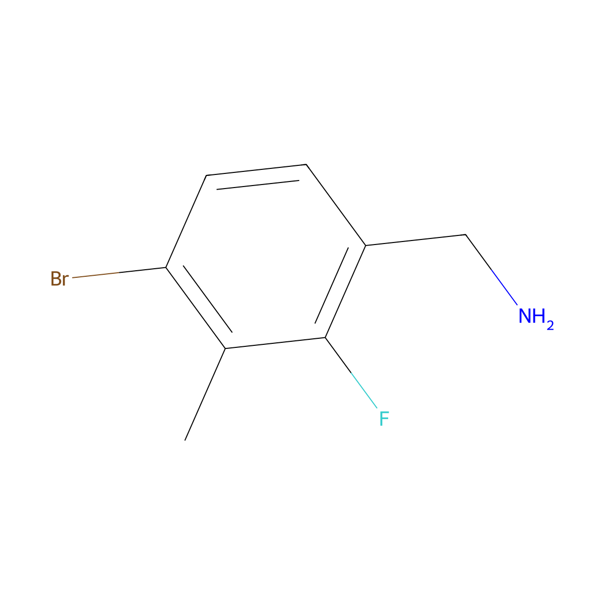 (4-Bromo-2-fluoro-3-methylphenyl)methanamine molecular structure, CAS 1427365-73-8