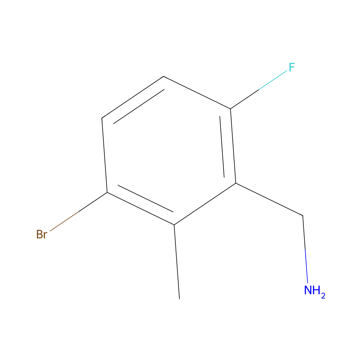 (3-Bromo-6-fluoro-2-methylphenyl)methanamine molecular structure, CAS 1427365-82-9