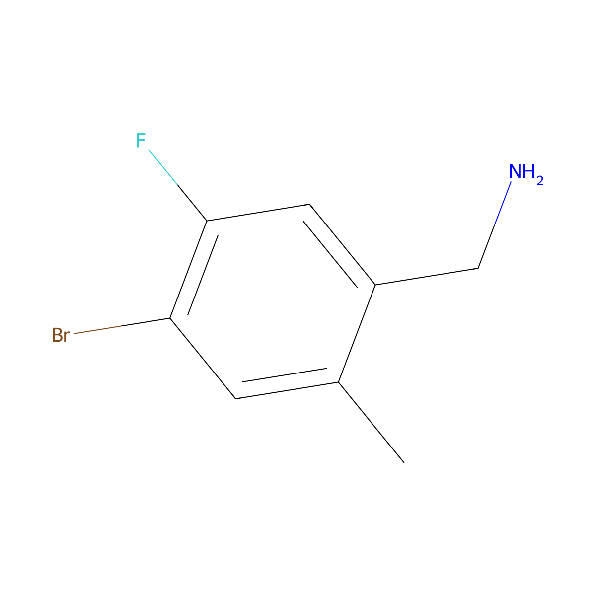 (4-Bromo-5-fluoro-2-methylphenyl)methanamine molecular structure, CAS 1427366-14-0