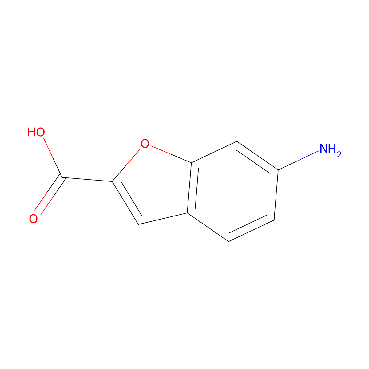 6-Aminobenzofuran-2-carboxylic acid molecular structure, CAS 1427367-50-7