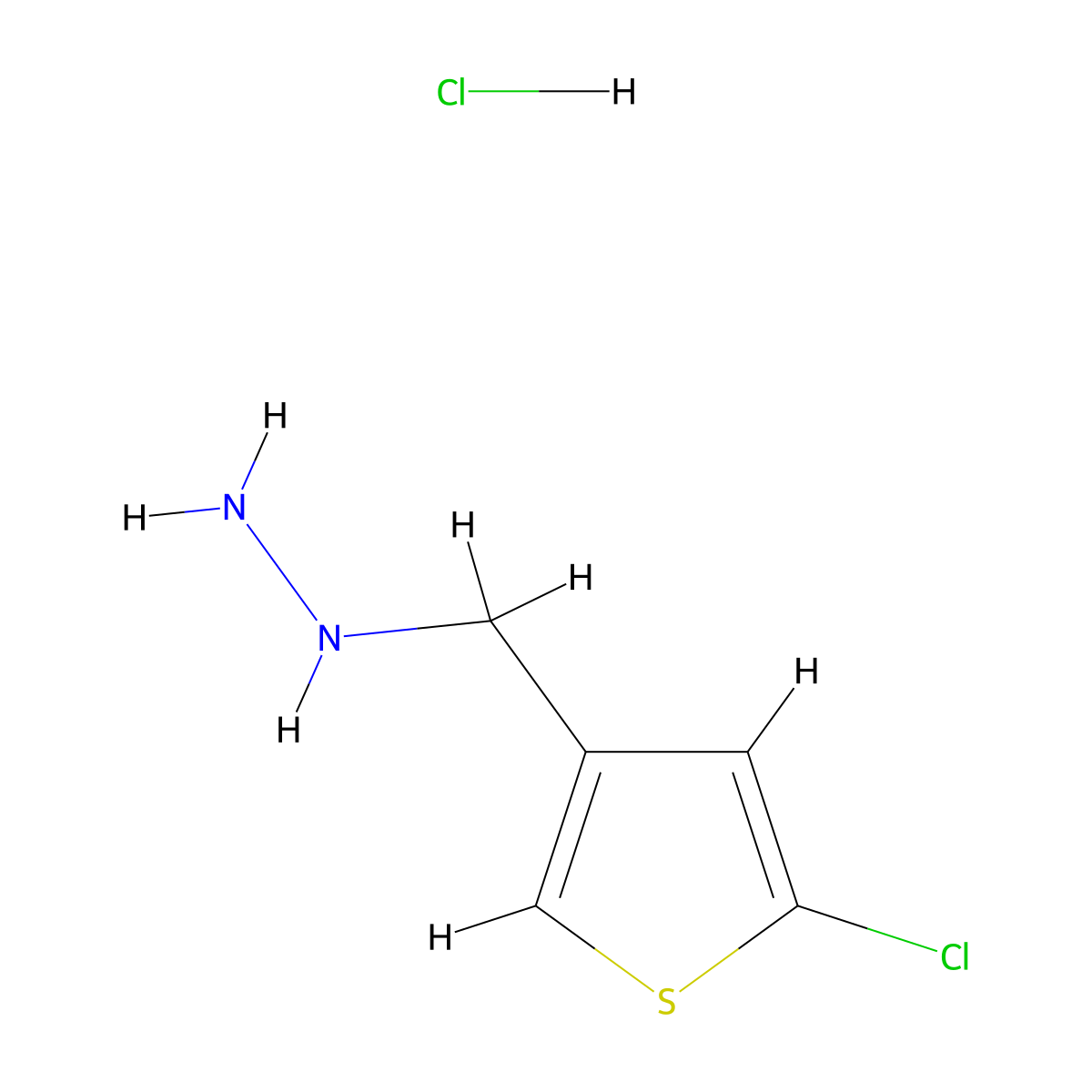 2-Chloro-4-(hydrazinomethyl)-thiophene hydrochloride molecular structure, CAS 1427367-76-7