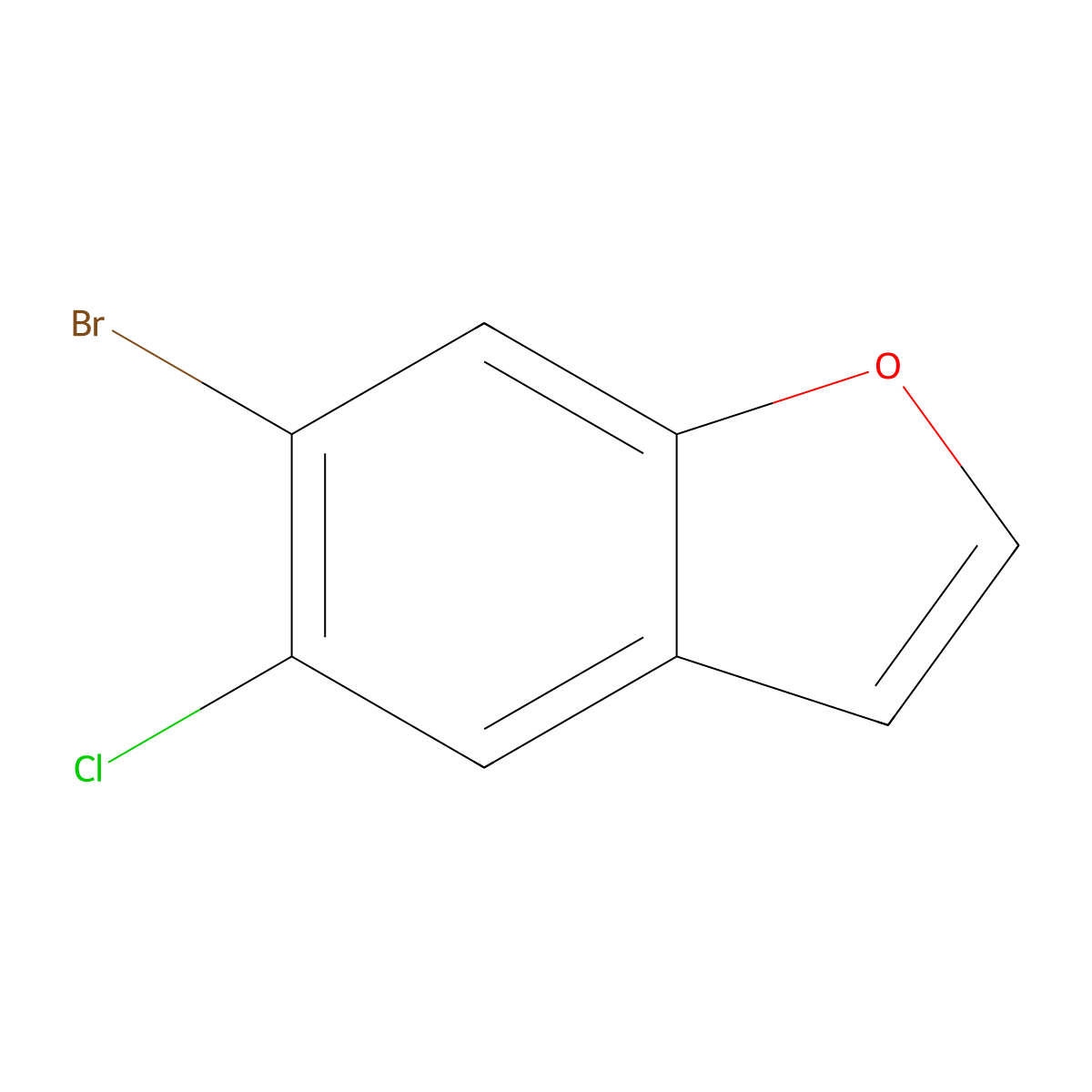 6-Bromo-5-chloro-1-benzofuran molecular structure, CAS 1427368-44-2