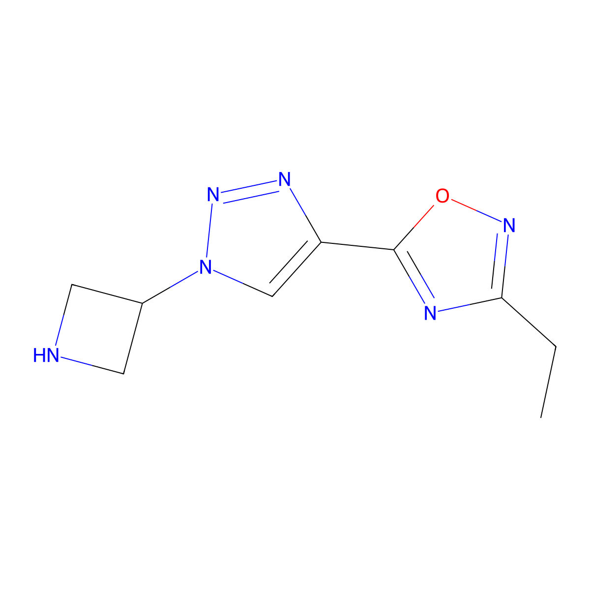 5-(1-(azetidin-3-yl)-1H-1,2,3-triazol-4-yl)-3-ethyl-1,2,4-oxadiazole molecular structure, CAS 1427372-09-5
