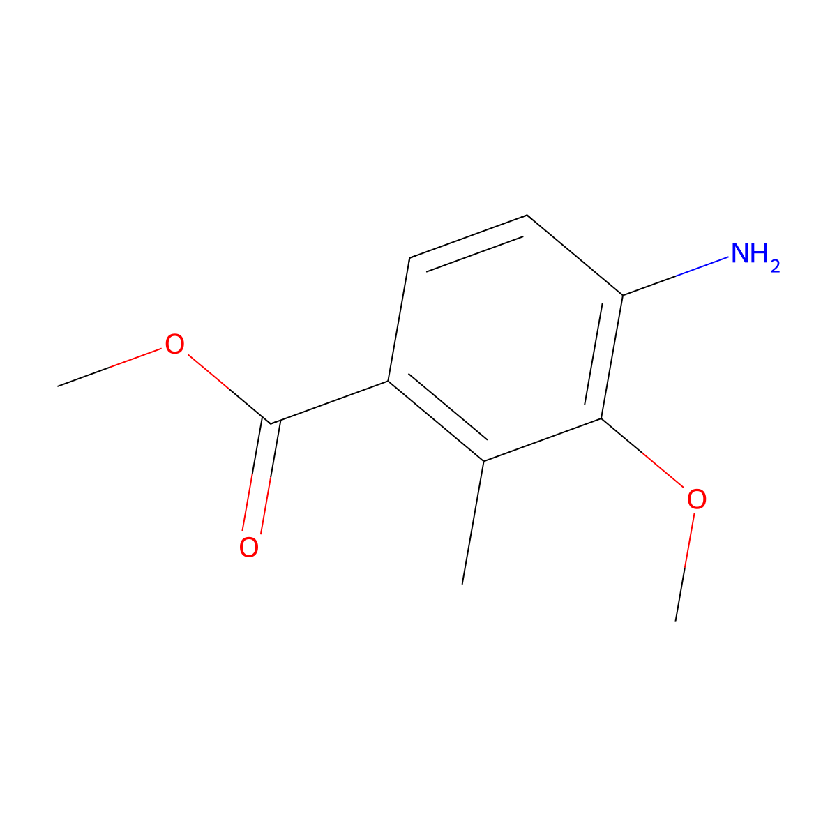 Methyl 4-amino-3-methoxy-2-methylbenzoate molecular structure, CAS 1427372-12-0