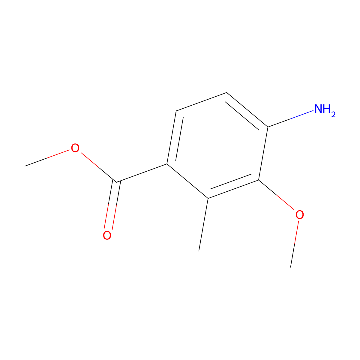Methyl 4-amino-3-methoxy-2-methylbenzoate molecular structure, CAS 1427372-12-0
