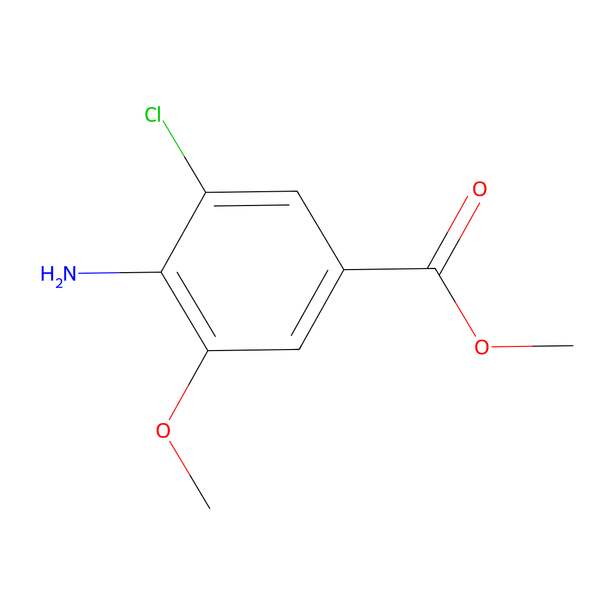 Benzoic acid, 4-amino-3-chloro-5-methoxy-, methyl ester molecular structure, CAS 1427372-25-5