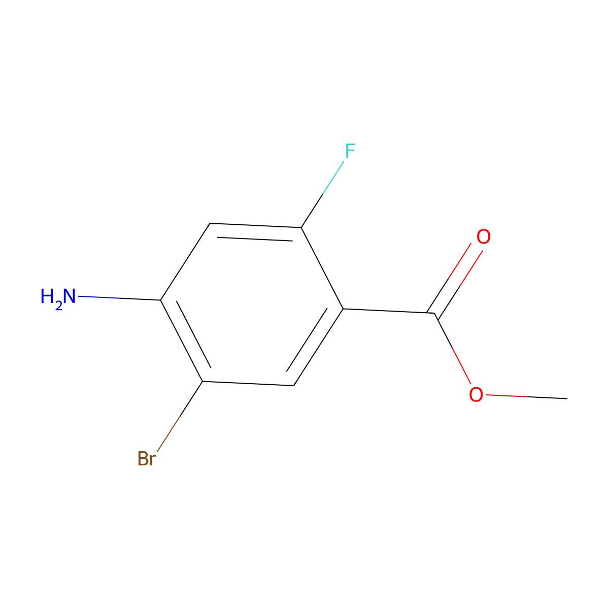 Methyl 4-amino-5-bromo-2-fluorobenzoate molecular structure, CAS 1427372-46-0