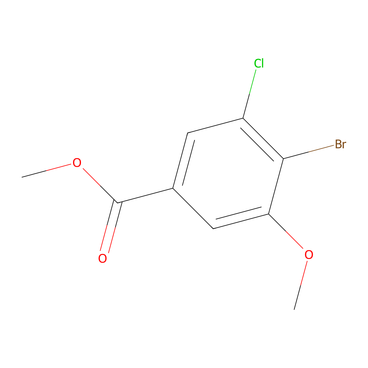 Methyl 4-bromo-3-chloro-5-methoxybenzoate molecular structure, CAS 1427372-64-2