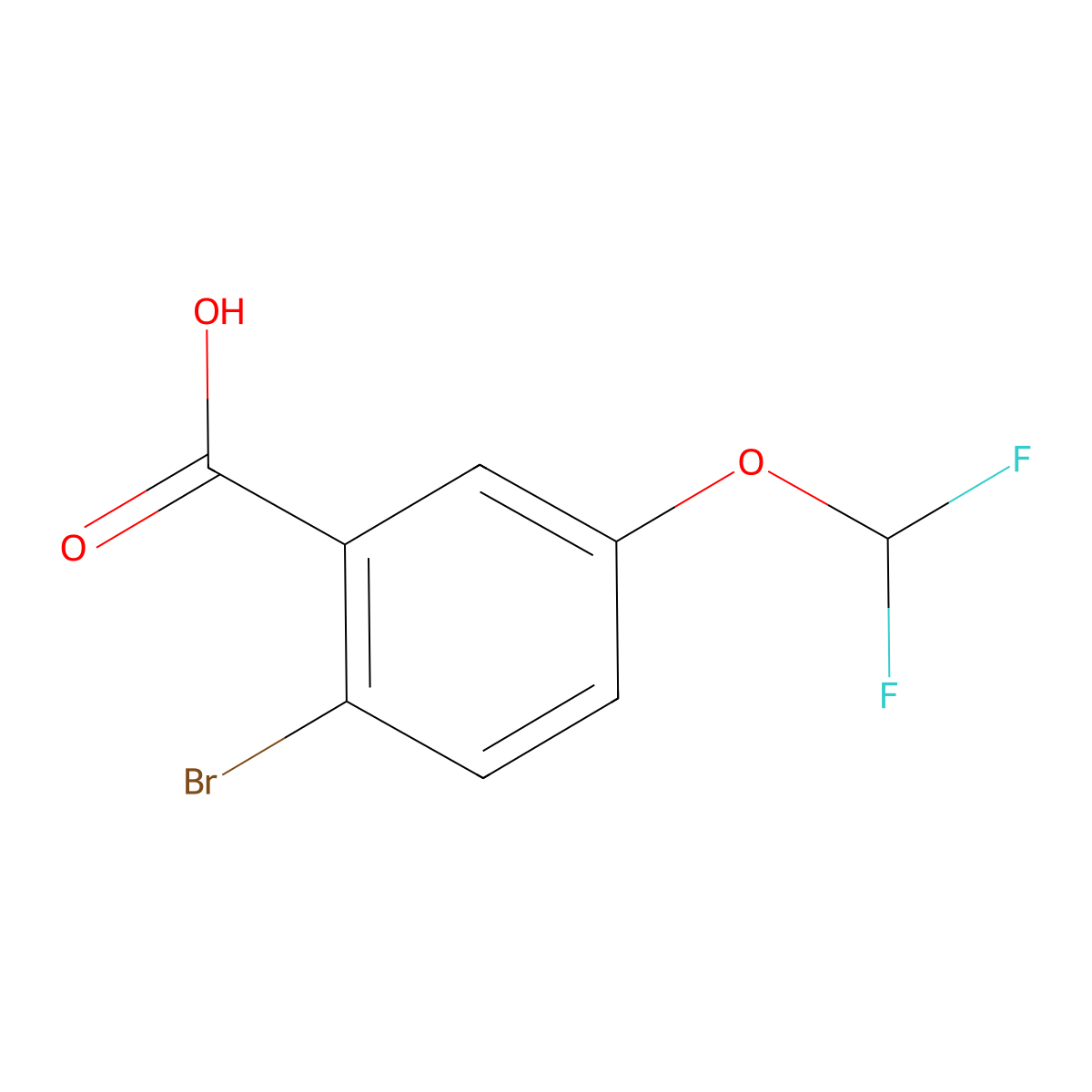 2-Bromo-5-(difluoromethoxy)benzoic acid molecular structure, CAS 1427373-00-9