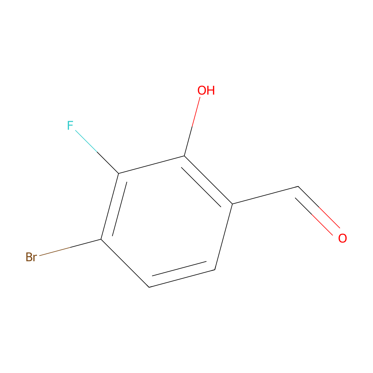 4-Bromo-3-fluoro-2-hydroxybenzaldehyde molecular structure, CAS 1427373-29-2