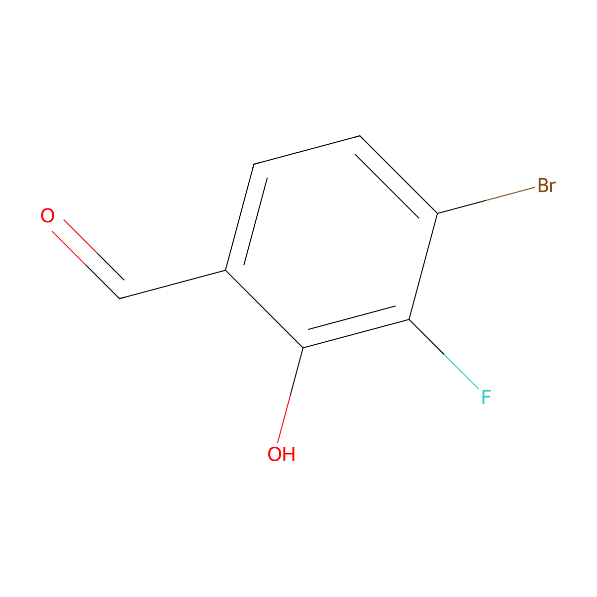 4-Bromo-3-fluoro-2-hydroxybenzaldehyde molecular structure, CAS 1427373-29-2