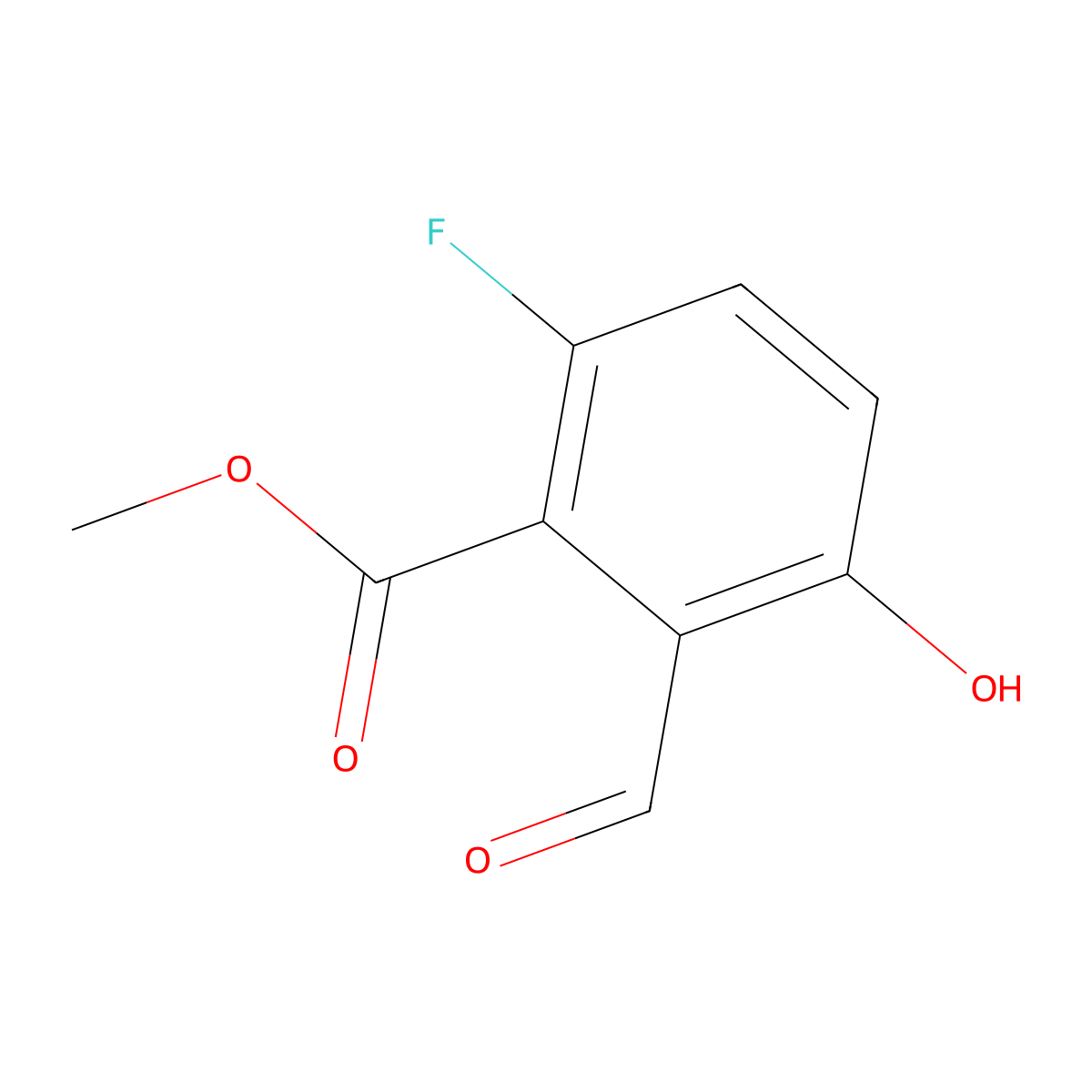 Methyl 6-fluoro-2-formyl-3-hydroxybenzoate molecular structure, CAS 1427373-40-7