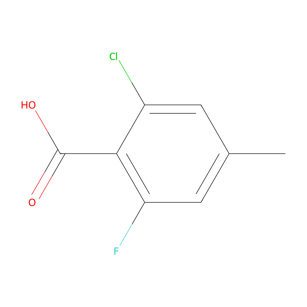 2-Chloro-6-fluoro-4-methylbenzoic acid molecular structure, CAS 1427373-49-6