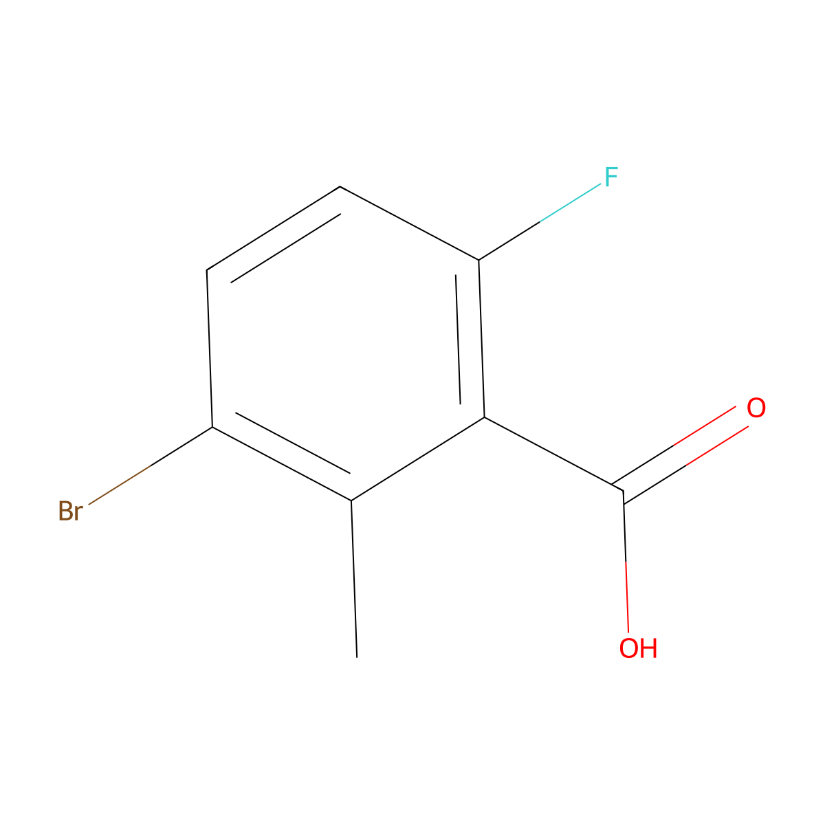 3-Bromo-6-fluoro-2-methylbenzoic acid molecular structure, CAS 1427373-55-4