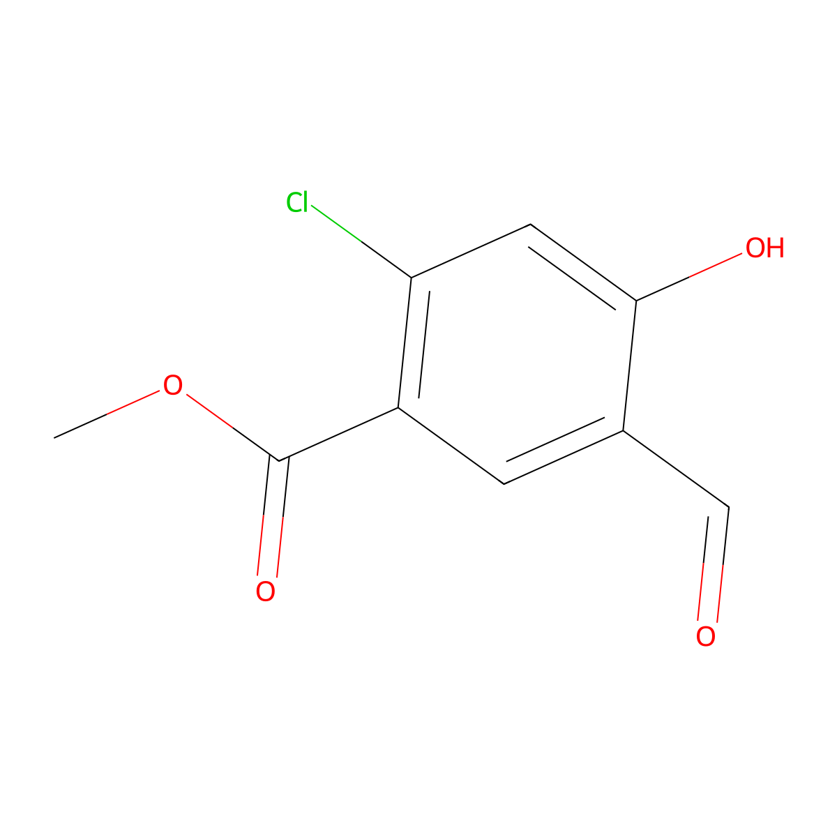 Methyl 2-chloro-5-formyl-4-hydroxybenzoate molecular structure, CAS 1427373-57-6