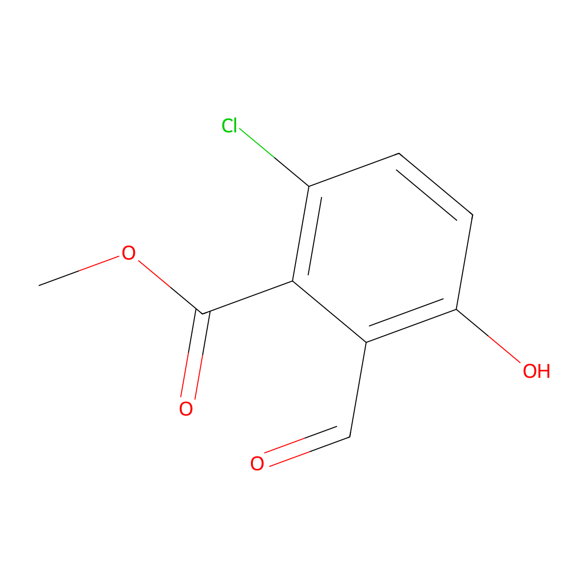 6-Chloro-2-formyl-3-hydroxy-benzoic acid methyl ester molecular structure, CAS 1427373-63-4