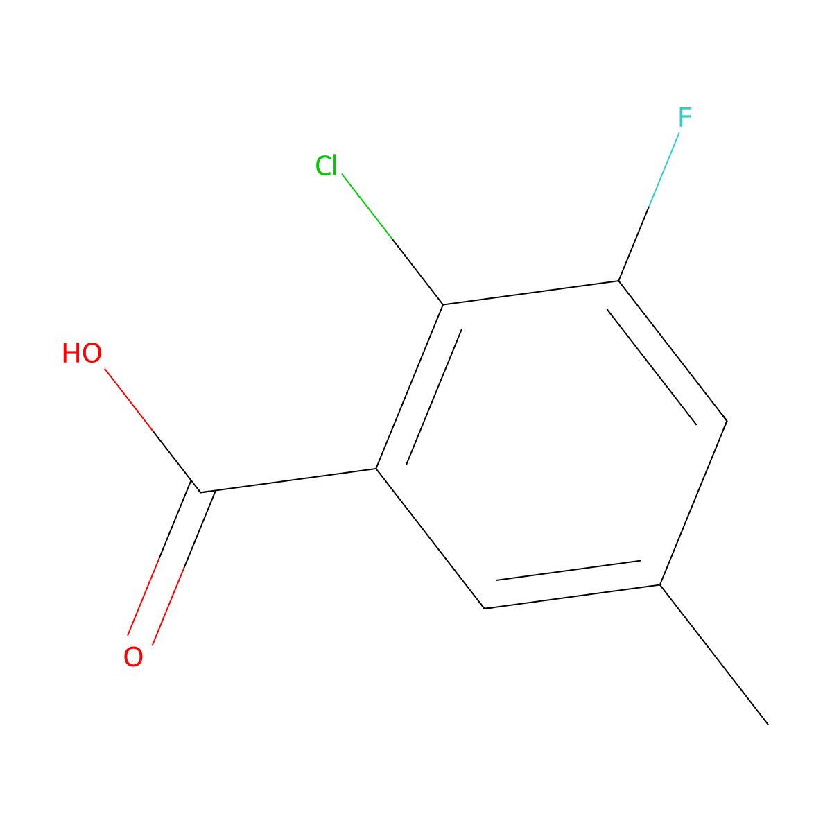 2-Chloro-3-fluoro-5-methylbenzoic acid molecular structure, CAS 1427373-69-0