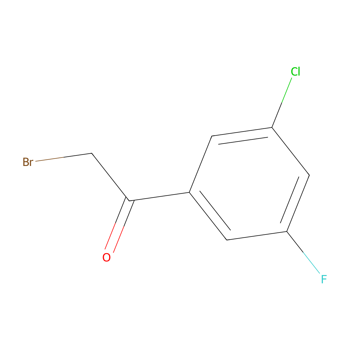 2-Bromo-1-(3-chloro-5-fluorophenyl)ethanone molecular structure, CAS 1427375-70-9