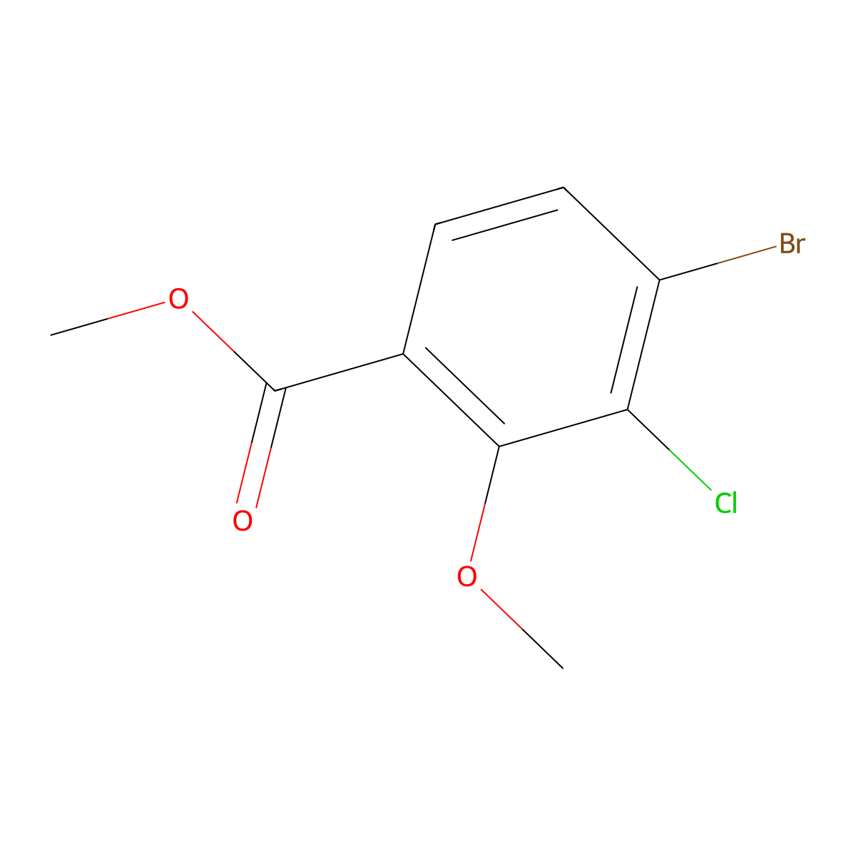 4-Bromo-3-chloro-2-methoxy-benzoic acid methyl ester molecular structure, CAS 1427377-54-5