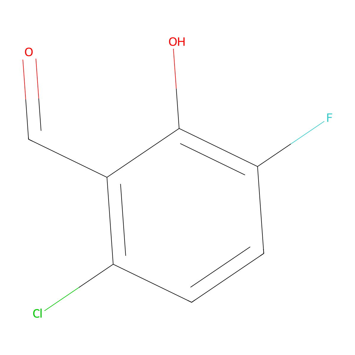 6-Chloro-3-fluoro-2-hydroxybenzaldehyde molecular structure, CAS 1427378-36-6