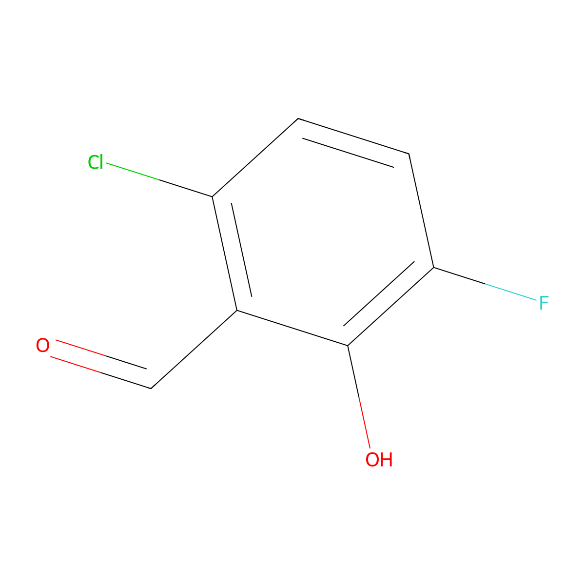 6-Chloro-3-fluoro-2-hydroxybenzaldehyde molecular structure, CAS 1427378-36-6