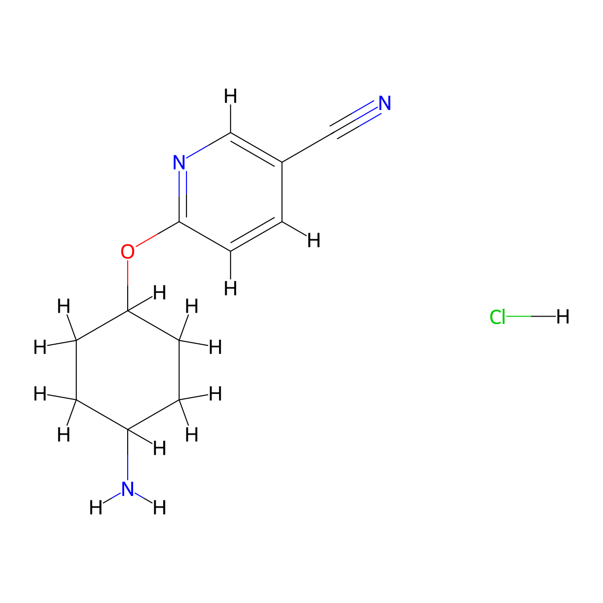 6-((4-Aminocyclohexyl)oxy)pyridine-3-carbonitrile hydrochloride molecular structure, CAS 1427378-52-6