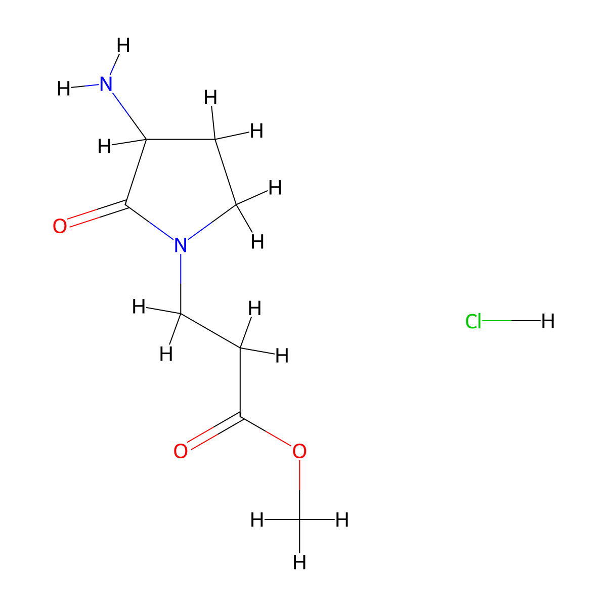 Methyl 3-(3-amino-2-oxopyrrolidin-1-yl)propanoate hydrochloride molecular structure, CAS 1427378-56-0