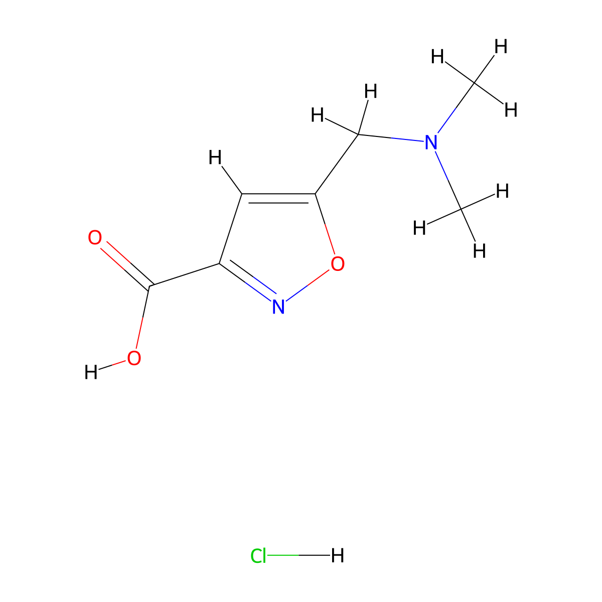 5-((Dimethylamino)methyl)-1,2-oxazole-3-carboxylic acid hydrochloride molecular structure, CAS 1427378-57-1