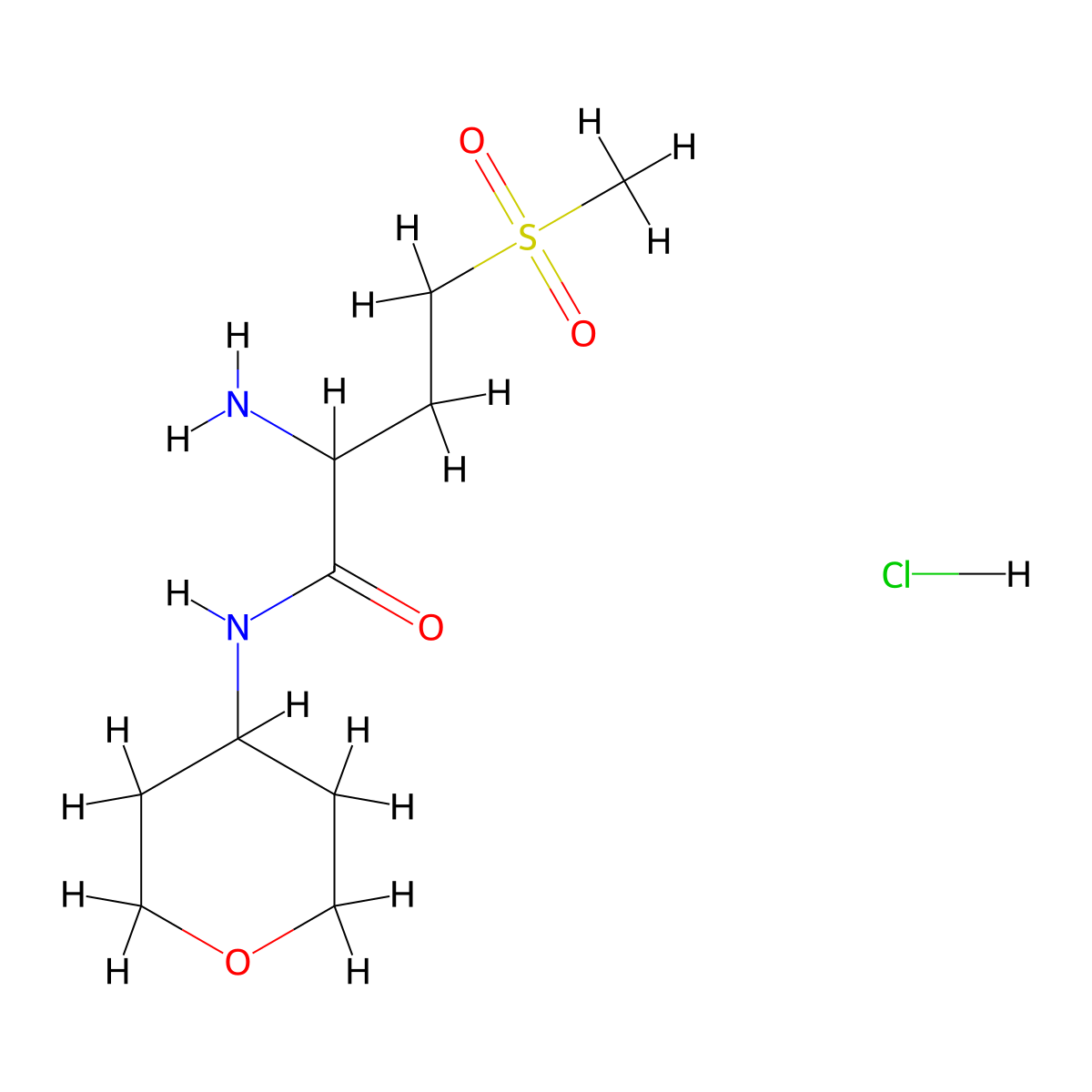 2-amino-4-methanesulfonyl-N-(oxan-4-yl)butanamide hydrochloride molecular structure, CAS 1427378-60-6