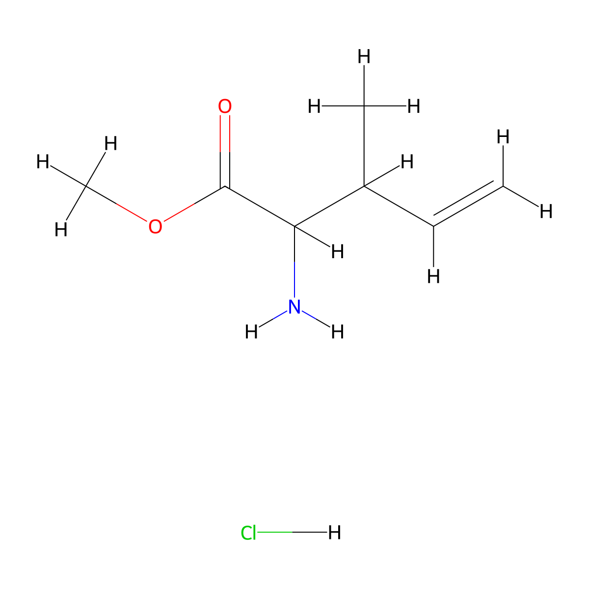 Methyl 2-amino-3-methylpent-4-enoate hydrochloride molecular structure, CAS 1427378-65-1