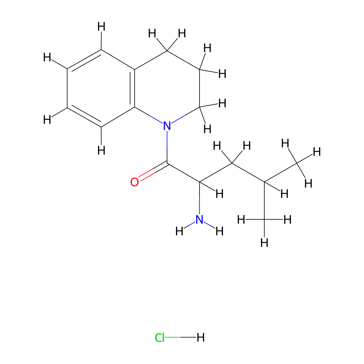 2-Amino-4-methyl-1-(1,2,3,4-tetrahydroquinolin-1-yl)pentan-1-one hydrochloride molecular structure, CAS 1427378-69-5
