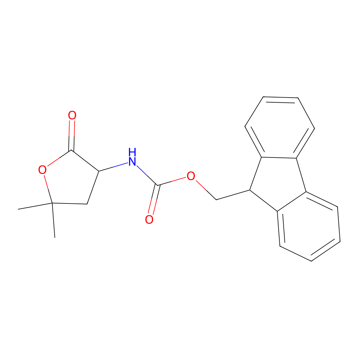 9H-fluoren-9-ylmethyl N-(5,5-dimethyl-2-oxooxolan-3-yl)carbamate molecular structure, CAS 1427378-74-2