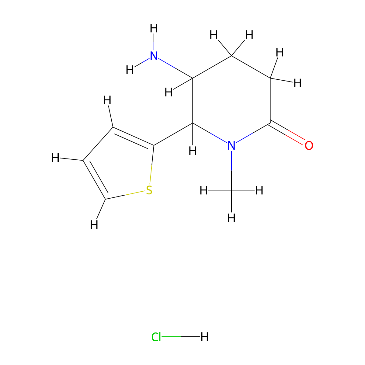 5-Amino-1-methyl-6-(thiophen-2-yl)piperidin-2-one hydrochloride molecular structure, CAS 1427378-76-4