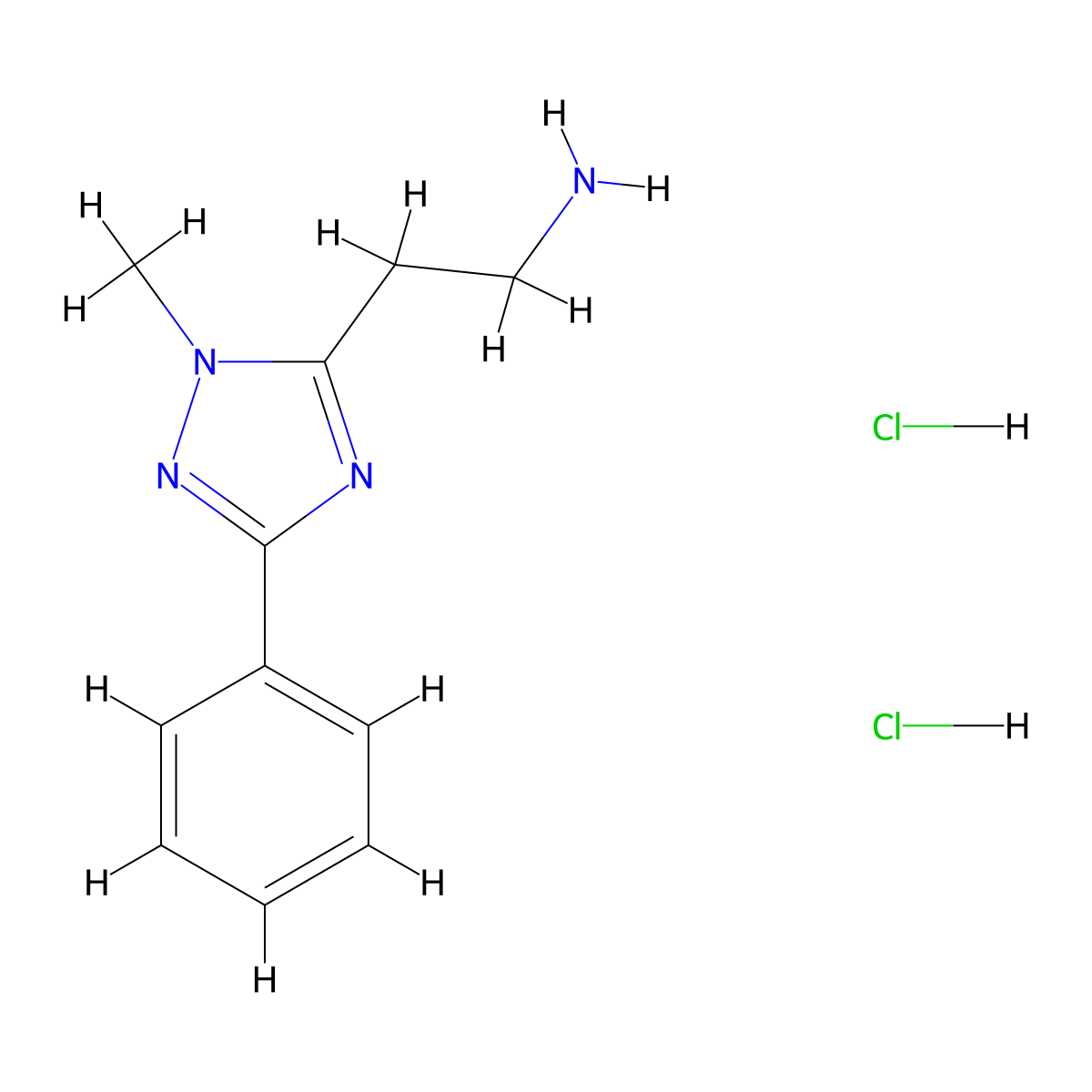 2-(1-methyl-3-phenyl-1H-1,2,4-triazol-5-yl)ethan-1-amine dihydrochloride molecular structure, CAS 1427378-77-5