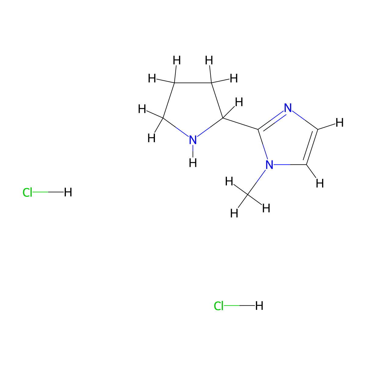 1-methyl-2-(pyrrolidin-2-yl)-1H-imidazole dihydrochloride molecular structure, CAS 1427378-83-3