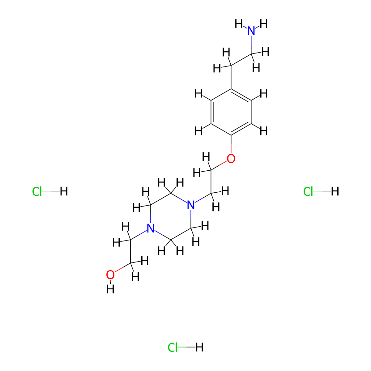 2-(4-{2-[4-(2-Aminoethyl)phenoxy]ethyl}piperazin-1-yl)ethan-1-ol trihydrochloride molecular structure, CAS 1427378-91-3